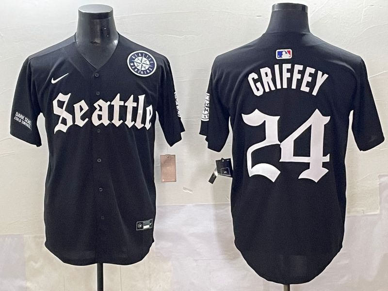 Men 2025 Seattle Mariners #24 Griffey Black Five generations Joint Name Nike MLB Jersey style 17